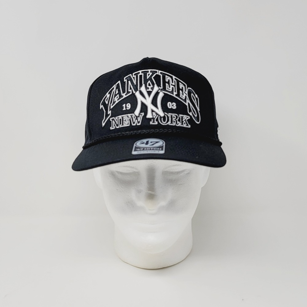 '47 Brand Hitch New York Yankees Hat Adjustable Black Snapback Baseball Rope Cap